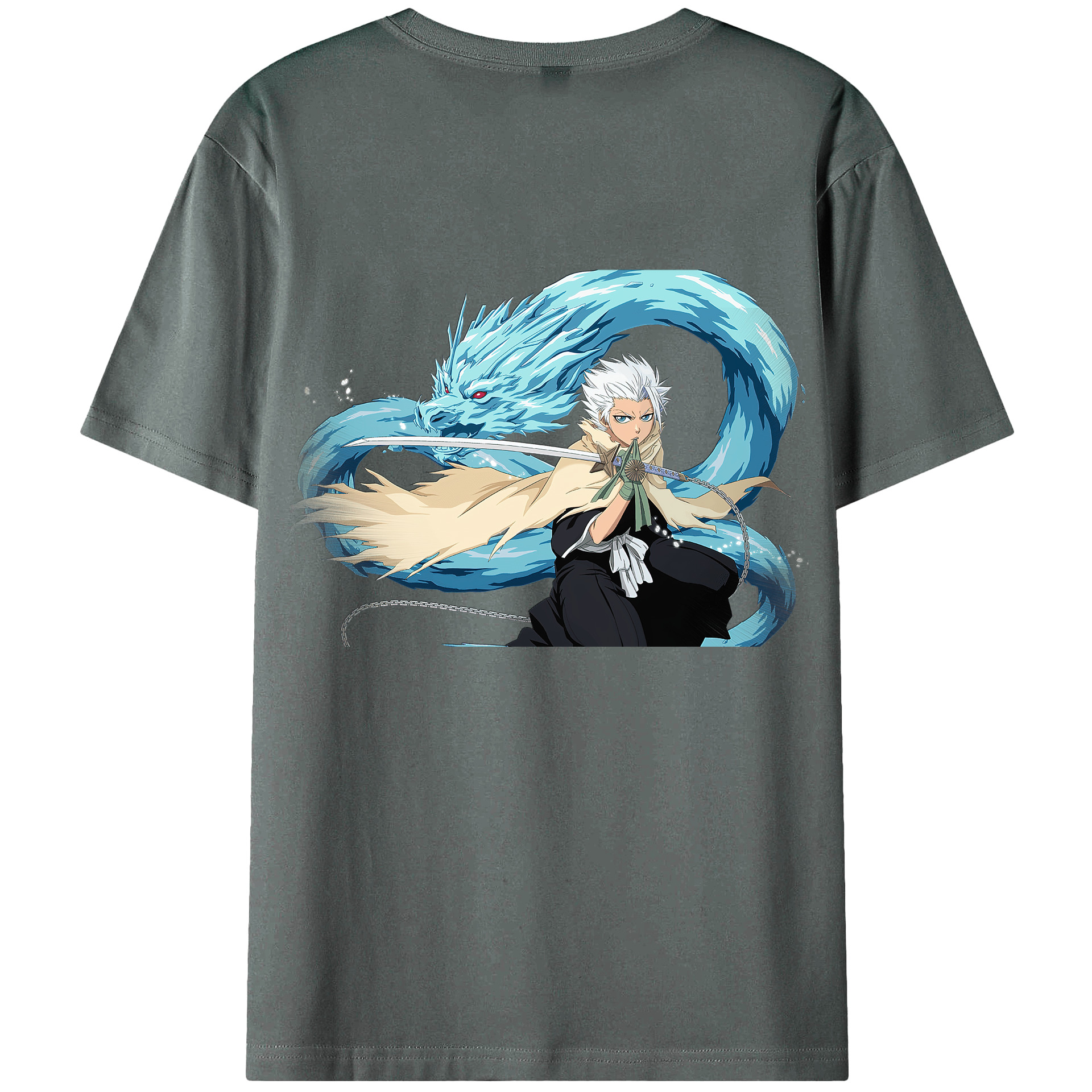 （画像用） ブリーチ 日番谷冬獅郎（ひつがや とうしろう） BLEACH Hitsugaya Toushirou 綿100％ メンズ半袖Tシャツ（バックプリント） 通気性